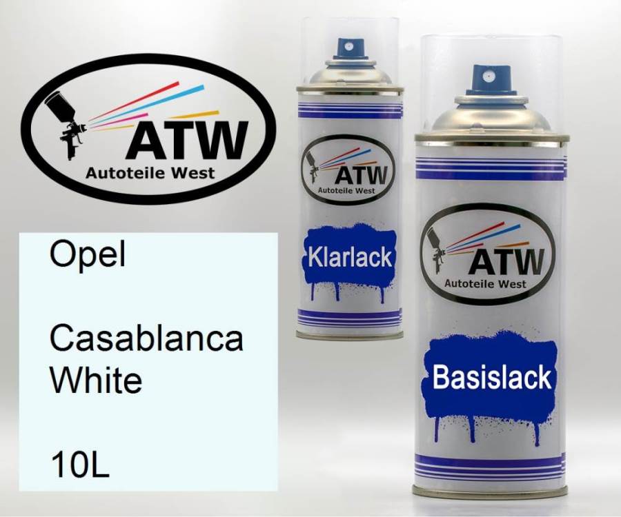 Opel, Casablanca White, 10L: 400ml Sprühdose + 400ml Klarlack - Set, von ATW Autoteile West.